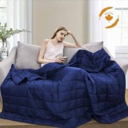 MAPLE DOWN Weighted Blanket 20 lbs King Size Navy Blue 7-Layer 100% Cotton Glass