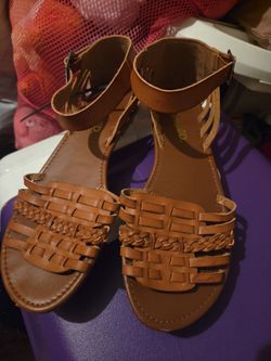 UNR8TED brand woven brown leather sandals