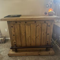 Solid Wood Bar And 2 Bar Stools