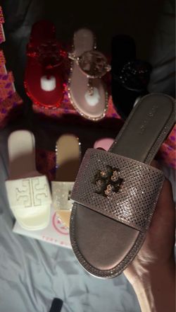 Tory burch women’s silver slide slip-on sandals US size 6