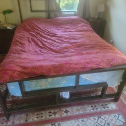 Metal queen size bed frame and headboard