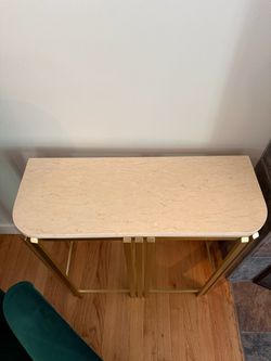 Marble Top Console Table with Gold Base