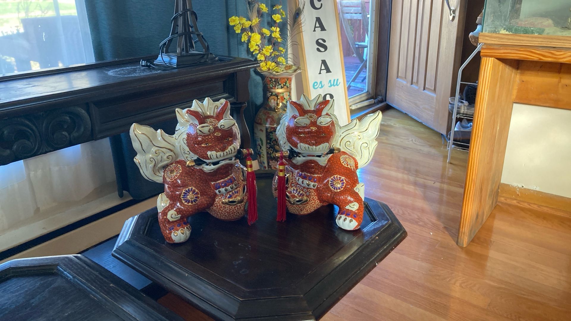 Pair of Kutani Yaki Foo Dogs