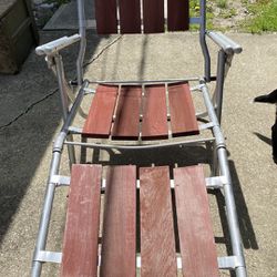 Vintage Aluminum Redwood Chaise Lawn Chair OBO