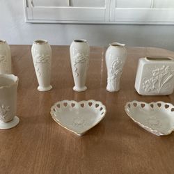 Lenox Bud Vases and Heart Dishes