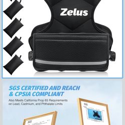 ZELUS Weighted Vest for Men and Women 11-20lb Vest with 6 Ironsand Weights for Home Workouts | Adjustable Body Weight Vest Exercise Set for Cardio and