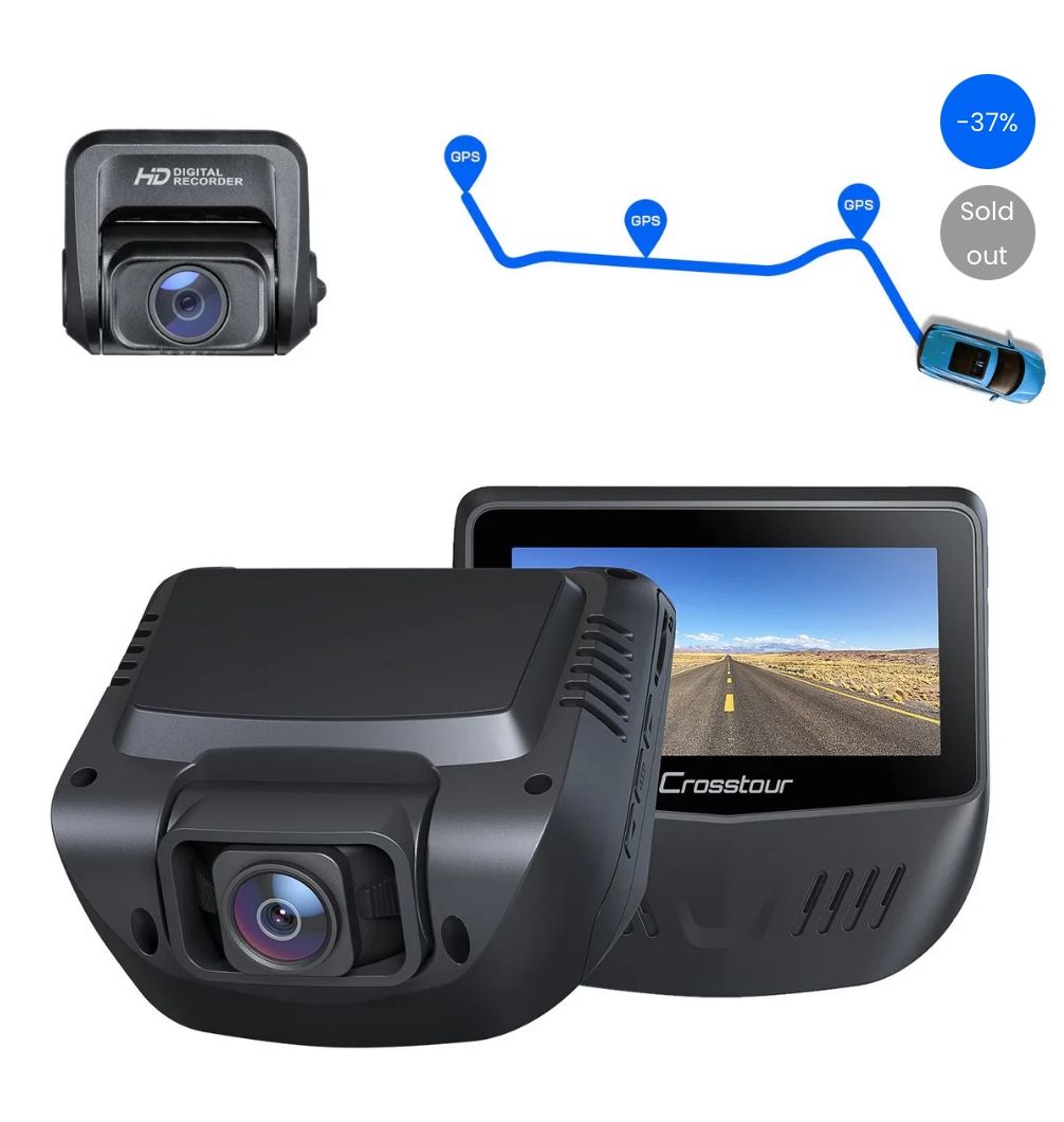 Crosstour CR900 Front & Rear Dash Car Camera Recorder - 1080p Full HD