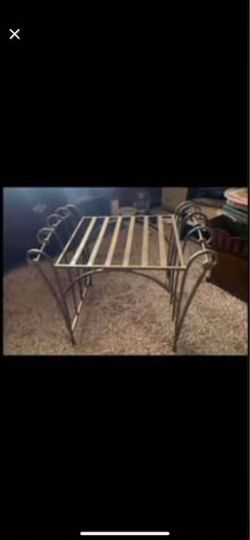 Vintage Like New Heavy, Sturdy Gold Wrought Iron French Vanity Stool. Price firm