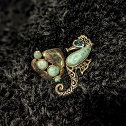 Sterling Larimar Seahorse Pendant And Ring 