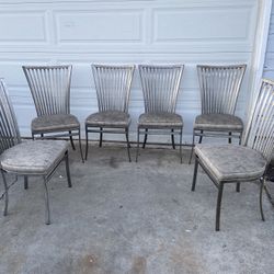 Late 20th Century Modern Shaver Howard Slatted Steel Back Dining or Side Chairs