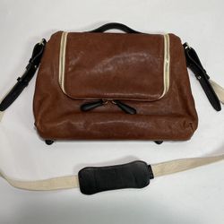 Rare Kempton & Co New York ~ Brown Leather Messenger Shoulder Bag ~ 14 x 9 x 4