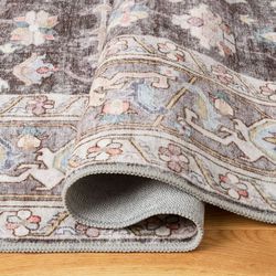 Everwash Washable Area Rug "Dark Brown", 6'6"x 9'6" 