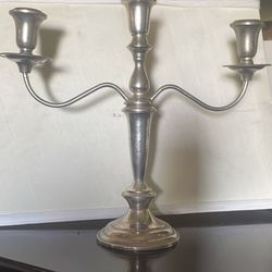Vintage Heavy, Silver Plated, 3Candle Holder