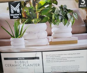 Member's Mark White Bubble Ceramic Planter Set of 3