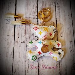 White Multi Color Keychain