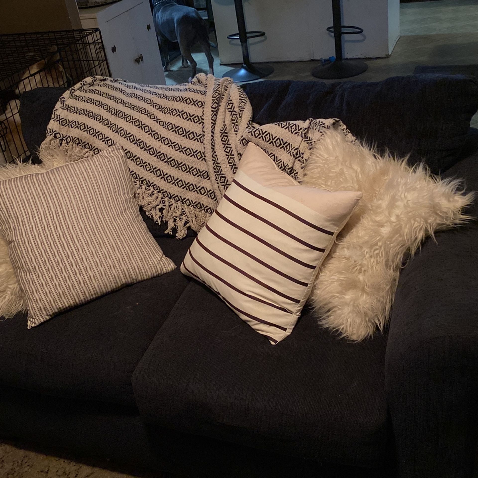 Dark Blue Cloth Love Seat.. Flawless Condition