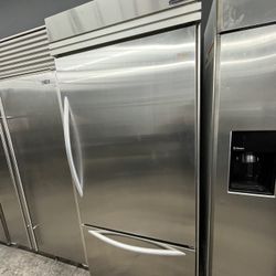 Kitchen Aid Bottom Freezer Built In 36” Refrigerator Used