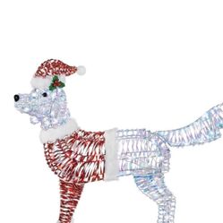 4 Ft. Iridescent Twist LED Dog in Santa Suit Holiday Yard Decoration Y25 New 