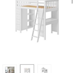 Twin Size William Sanoma Loft Bed Frame W/drawers And Desk