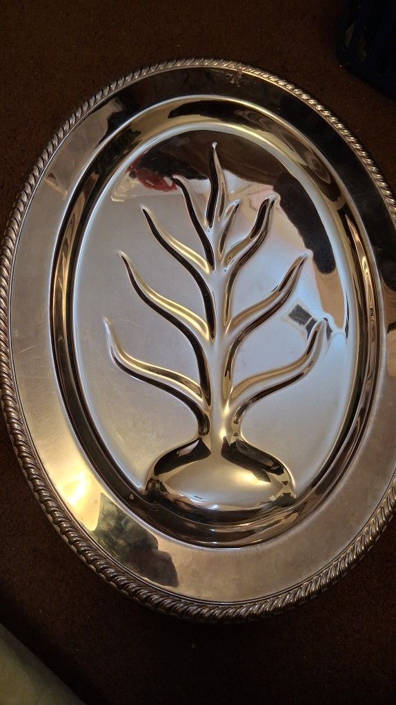 WM Rogers vintage tree of life serving tray