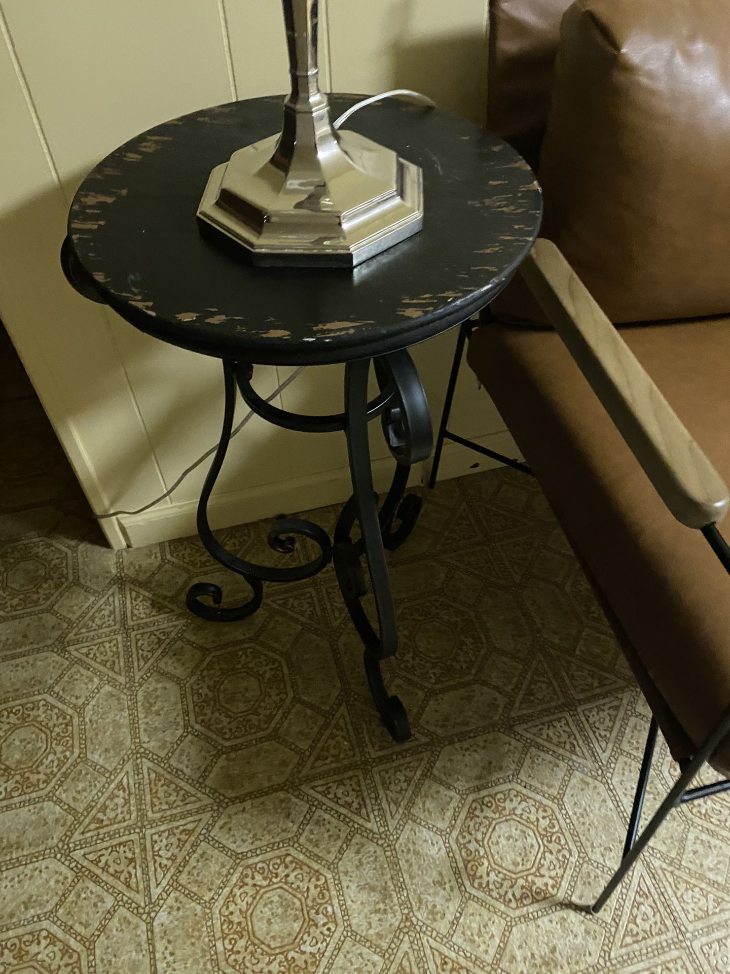 Black Distressed Side Table 