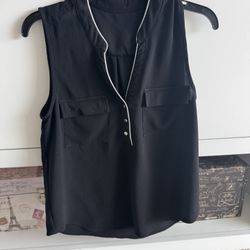 Black Polyester V-Neck Top so S 