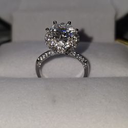 3 Carat Moissanite Set In A Gorgeous Platinum Over S925.  