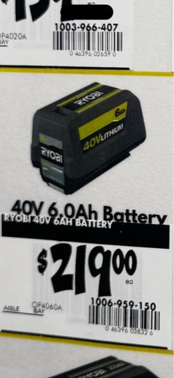 Ryobi 40V 6Ah Lithium Battery