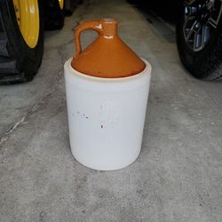 Stoneware Pottery Jug 2 Gallon Shoulder Crock Jug Handle Antique Primitive 17"