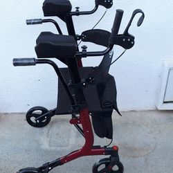 Upright Walker for Seniors & Adults with Seat 450 lb Capacity, Stand Up Walkers Foldable, 19.8 lbs Lightweight, Adjustable Arms, 7.9-Inch Big Wheels 