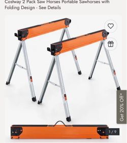 Costway 2-Pack Folding Portable Sawhorses
