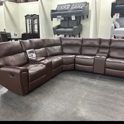 Brand New Reclining Leather Sectional Set 