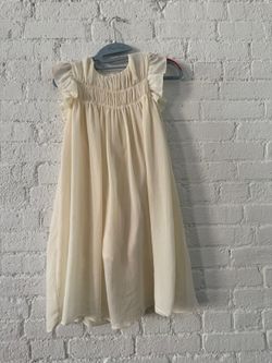 Louisiella Girls Cream Chiffon Dress 10Y — Smocked Maxi