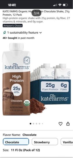KATE FARMS Organic High Protein Chocolate Shake ( 12 pack )