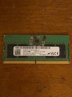 Speed: DDR5-4800 (PC5-4800B) Capacity: 8GB Configuration: 1Rx16 Model/Part Number: MTC4C10163S1SC48BA1 fully functional. Compatible with laptops that 