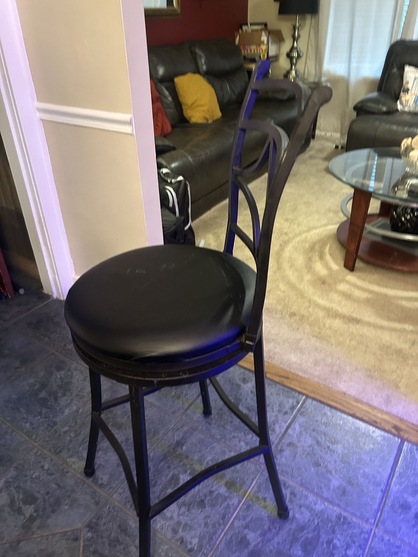 Four Metal High Swivel Chairs For Kitchen Or Bar Stools