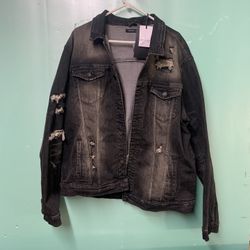Embellish Denim By Design Distressed denim jacket size 3XL