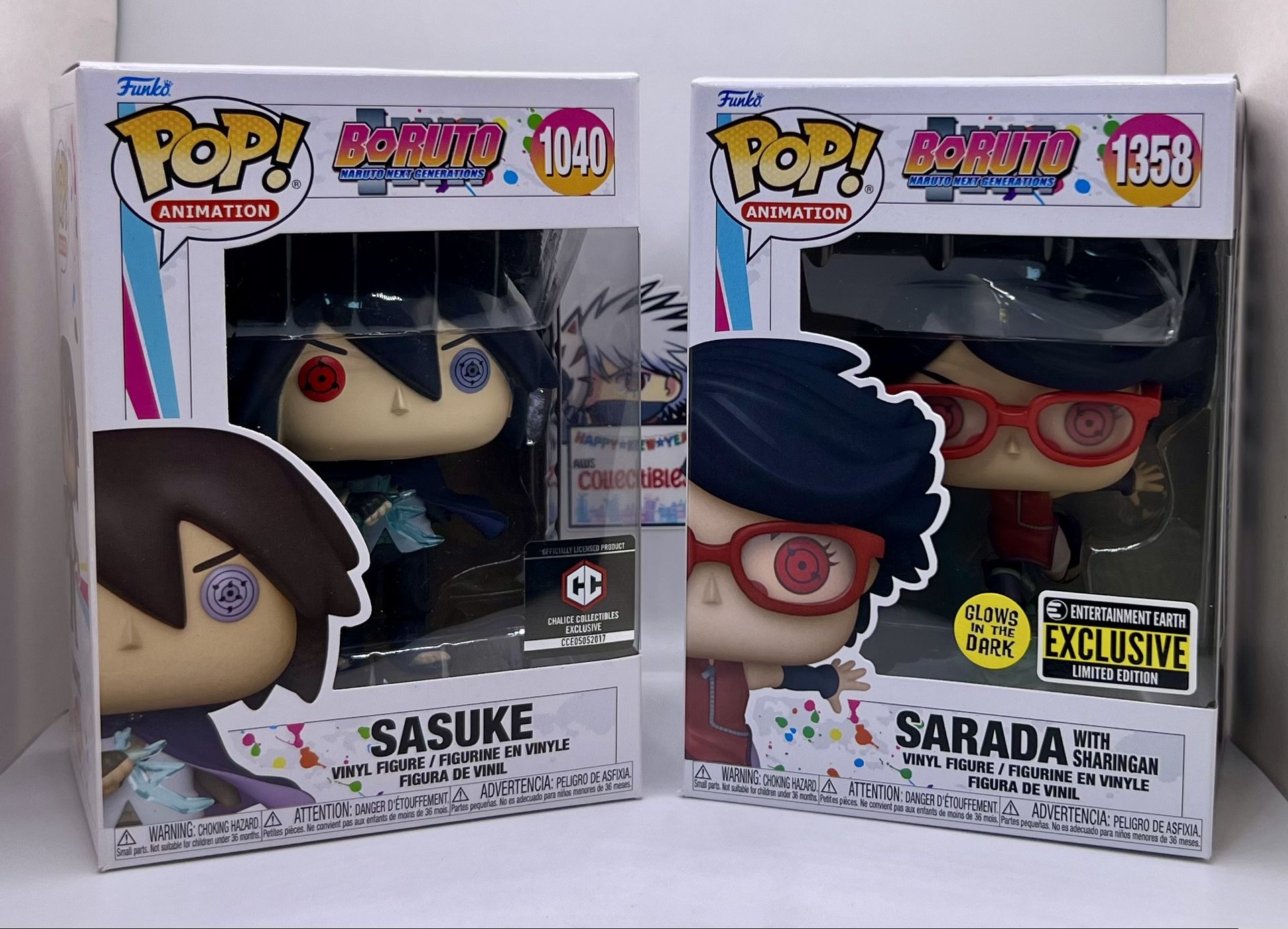 Naruto Shippuden - Adult Sasuke & Sarada Uchiha Glow Funko POP! 2 POP Bundle