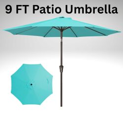 9 FT Outdoor Aluminum Market Umbrella with Crank and Tilt for Patio, Garden, Deck, Backyard, and Pool - Base Not Included