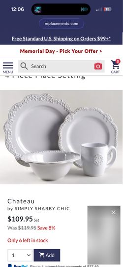 Simply shabby chic dishes set (2 sets)