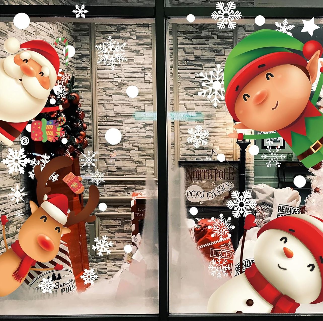 160PCS Christmas Window clings for Glass Windows, Snowman Window Decals, Window Stickers for Windows Glass, Christmas Snowflake Window Clings, Decorat