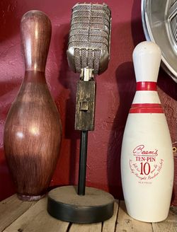 Real Bowling Pin, Liquor Bottle Bowling Pin, Microphone