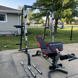 Heavy Duty Smith Machine With Bench And Olympic Bars 