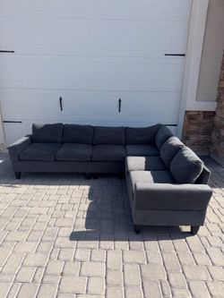 Large 4-Piece Gray L-Shaped Sectional Sofa – Modular Couch