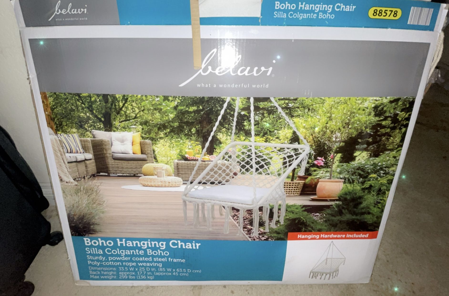 Boho Hanging chair (New in box) OBO