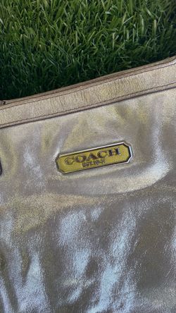 Coach bag tote iridescent silver color leather vintage