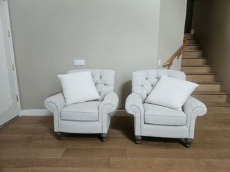 NEW HIGH BACK LINEN CHAIRS 2 AT
$300 each OBO