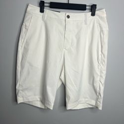 Lululemon Commission Golf Shorts Mens 32 10 Inch Inseam White LM7AW2S NWT *FLAW*