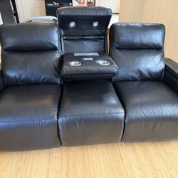 Leather Power Reclining Sofa with Storage, USB, Power Outlets