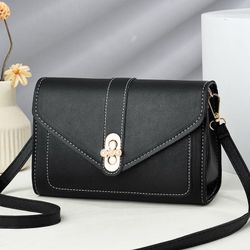 Black Leather Envelope Crossbody Bag